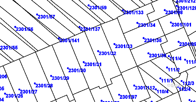 Parcela st. 2301/32 v KÚ Dubňany, Katastrální mapa