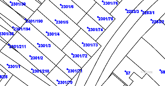 Parcela st. 2301/73 v KÚ Dubňany, Katastrální mapa