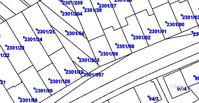 Parcela st. 2301/89 v KÚ Dubňany, Katastrální mapa