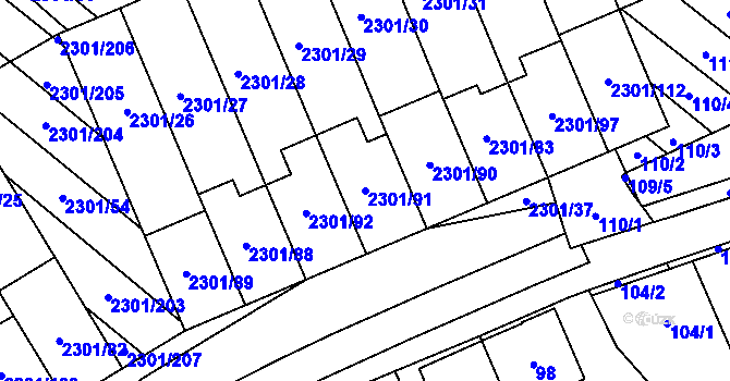 Parcela st. 2301/91 v KÚ Dubňany, Katastrální mapa