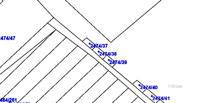 Parcela st. 2474/38 v KÚ Dubňany, Katastrální mapa