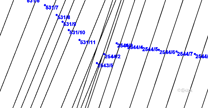 Parcela st. 2544/2 v KÚ Dubňany, Katastrální mapa