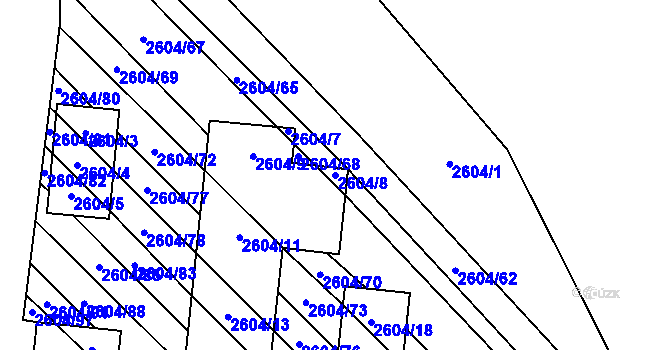 Parcela st. 2604/8 v KÚ Dubňany, Katastrální mapa