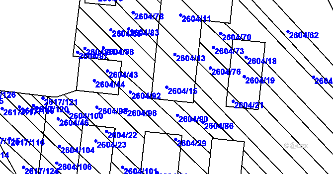 Parcela st. 2604/15 v KÚ Dubňany, Katastrální mapa
