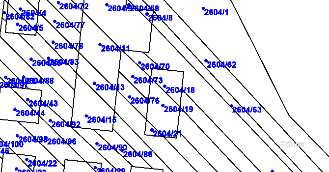 Parcela st. 2604/18 v KÚ Dubňany, Katastrální mapa