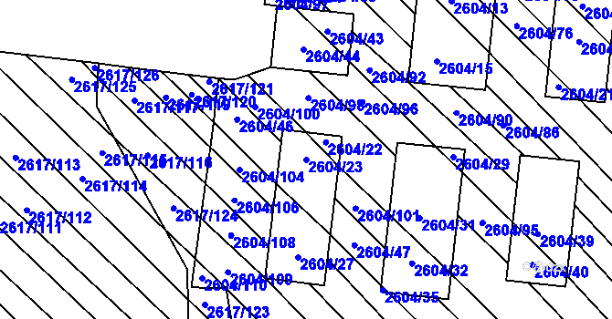 Parcela st. 2604/23 v KÚ Dubňany, Katastrální mapa