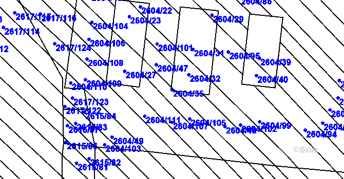 Parcela st. 2604/35 v KÚ Dubňany, Katastrální mapa