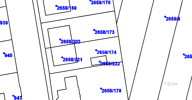 Parcela st. 2658/174 v KÚ Dubňany, Katastrální mapa
