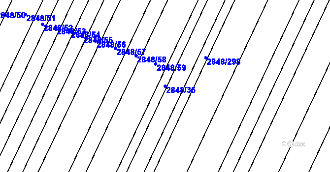 Parcela st. 2848/36 v KÚ Dubňany, Katastrální mapa