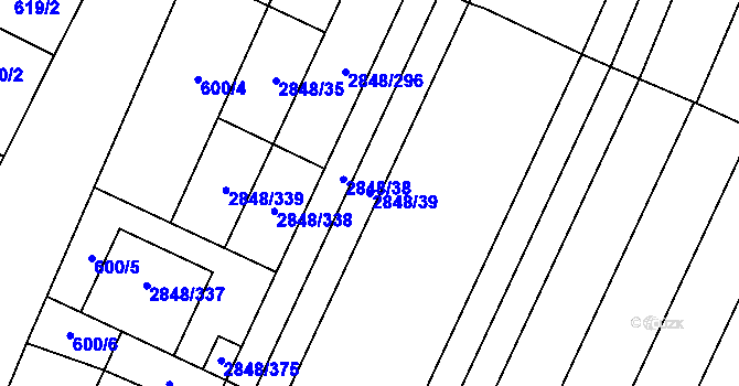 Parcela st. 2848/39 v KÚ Dubňany, Katastrální mapa
