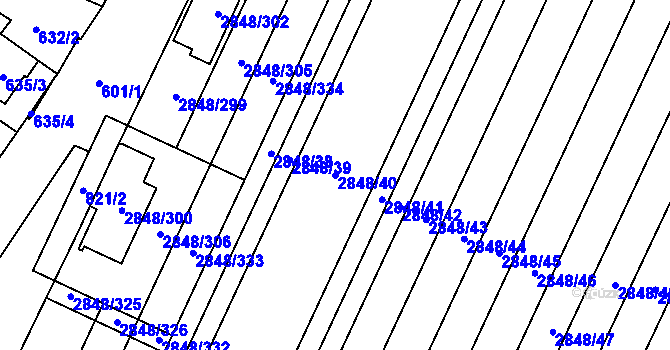 Parcela st. 2848/40 v KÚ Dubňany, Katastrální mapa