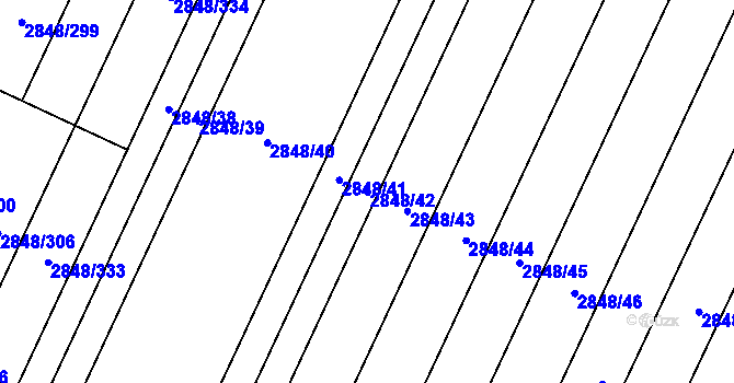 Parcela st. 2848/42 v KÚ Dubňany, Katastrální mapa