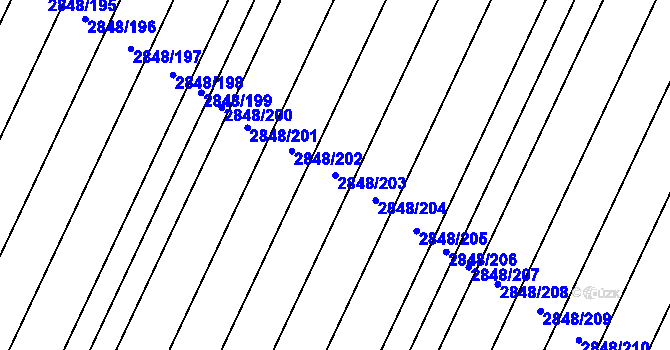 Parcela st. 2848/203 v KÚ Dubňany, Katastrální mapa