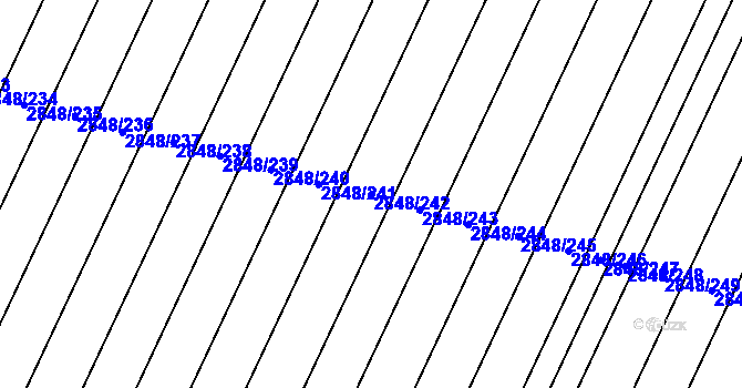 Parcela st. 2848/242 v KÚ Dubňany, Katastrální mapa