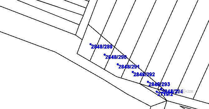 Parcela st. 2848/290 v KÚ Dubňany, Katastrální mapa