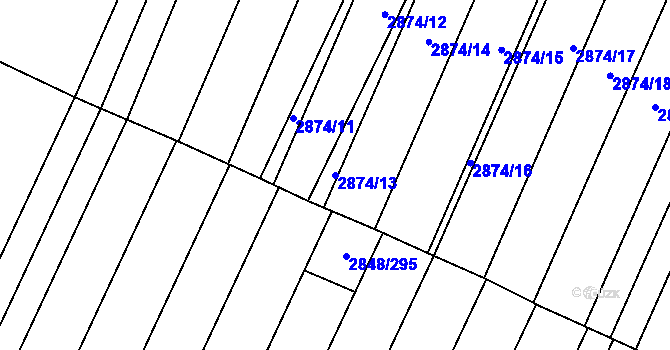 Parcela st. 2874/13 v KÚ Dubňany, Katastrální mapa