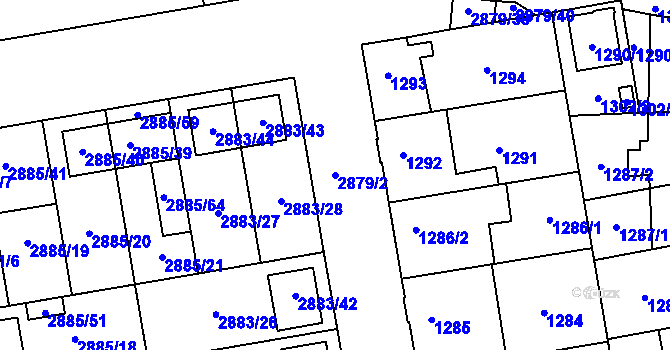 Parcela st. 2879/2 v KÚ Dubňany, Katastrální mapa