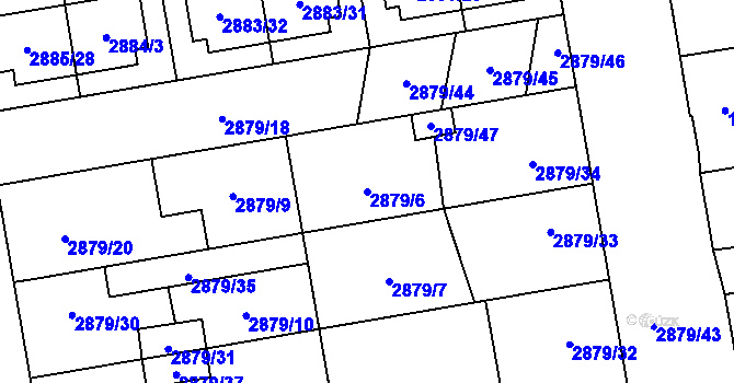 Parcela st. 2879/6 v KÚ Dubňany, Katastrální mapa