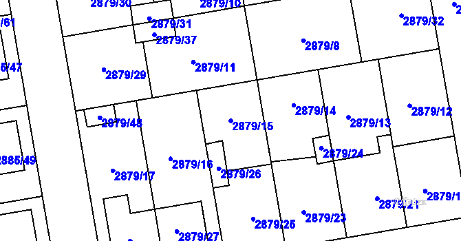 Parcela st. 2879/15 v KÚ Dubňany, Katastrální mapa