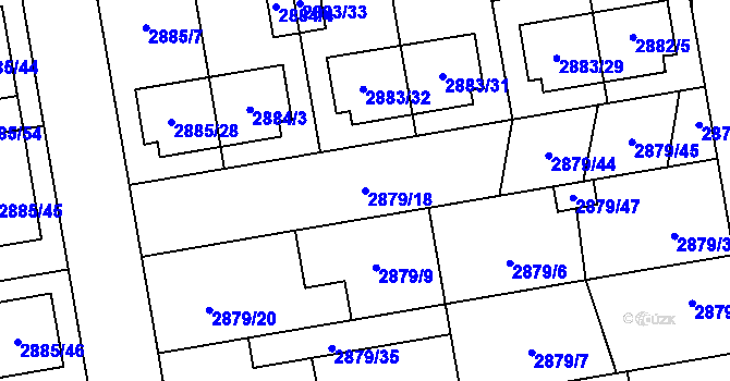 Parcela st. 2879/18 v KÚ Dubňany, Katastrální mapa