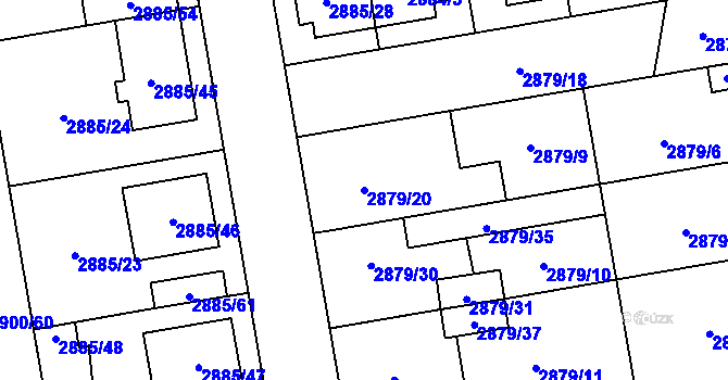 Parcela st. 2879/20 v KÚ Dubňany, Katastrální mapa