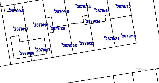 Parcela st. 2879/23 v KÚ Dubňany, Katastrální mapa