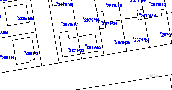 Parcela st. 2879/27 v KÚ Dubňany, Katastrální mapa