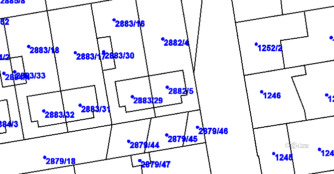 Parcela st. 2882/5 v KÚ Dubňany, Katastrální mapa