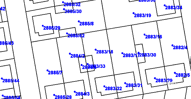 Parcela st. 2883/18 v KÚ Dubňany, Katastrální mapa