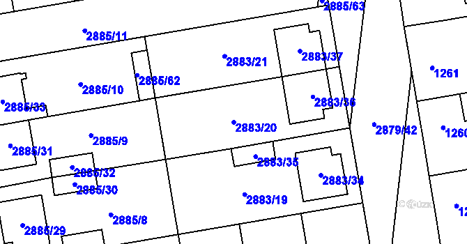Parcela st. 2883/20 v KÚ Dubňany, Katastrální mapa