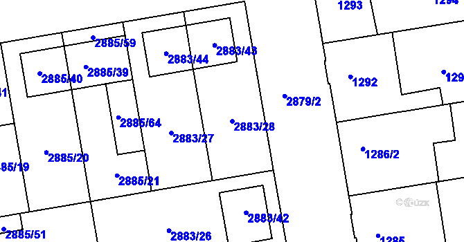 Parcela st. 2883/28 v KÚ Dubňany, Katastrální mapa