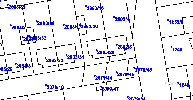 Parcela st. 2883/29 v KÚ Dubňany, Katastrální mapa