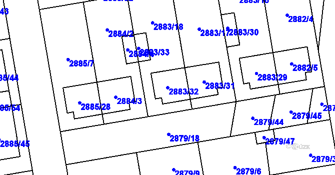 Parcela st. 2883/32 v KÚ Dubňany, Katastrální mapa