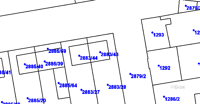 Parcela st. 2883/43 v KÚ Dubňany, Katastrální mapa