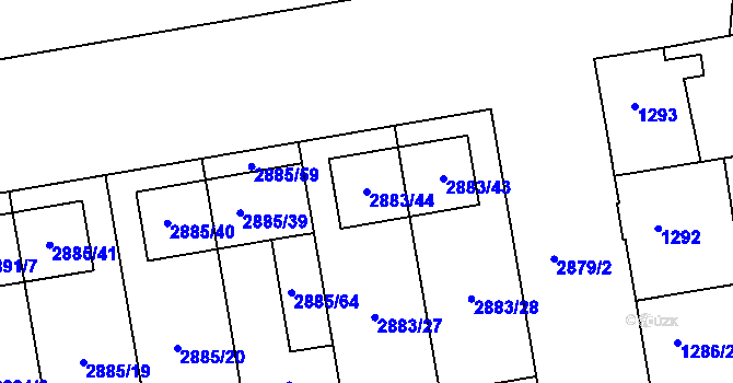 Parcela st. 2883/44 v KÚ Dubňany, Katastrální mapa