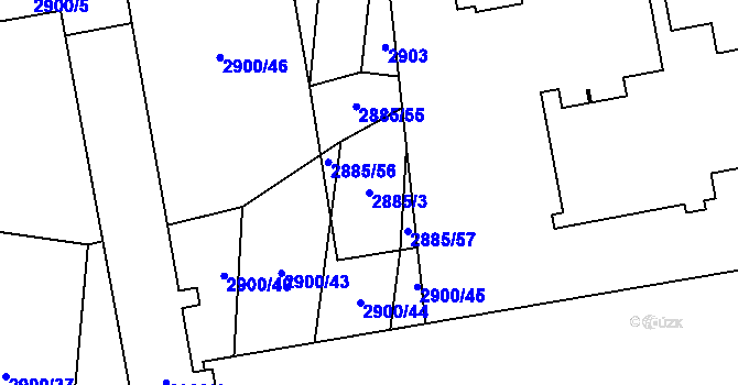 Parcela st. 2885/3 v KÚ Dubňany, Katastrální mapa