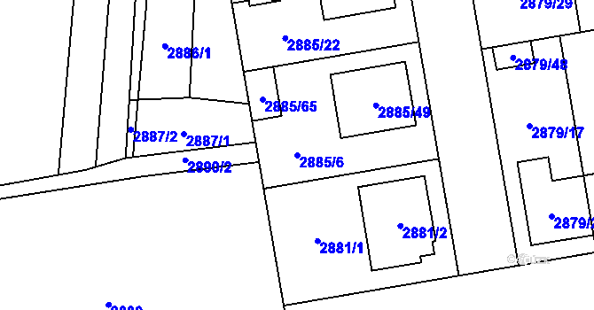 Parcela st. 2885/6 v KÚ Dubňany, Katastrální mapa