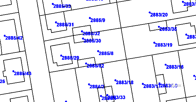 Parcela st. 2885/8 v KÚ Dubňany, Katastrální mapa
