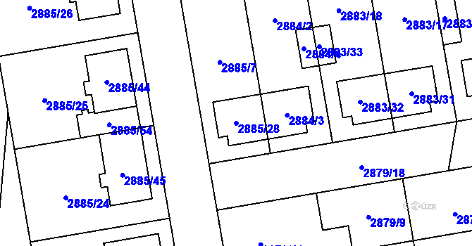 Parcela st. 2885/28 v KÚ Dubňany, Katastrální mapa