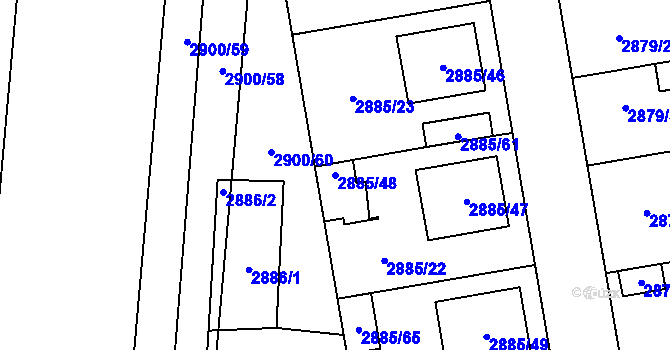 Parcela st. 2885/48 v KÚ Dubňany, Katastrální mapa