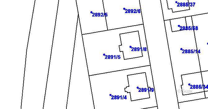 Parcela st. 2891/5 v KÚ Dubňany, Katastrální mapa