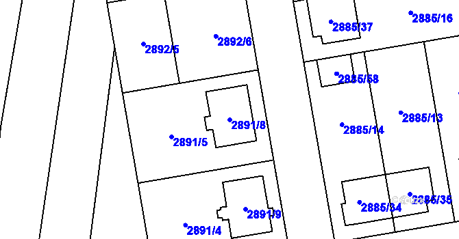 Parcela st. 2891/8 v KÚ Dubňany, Katastrální mapa