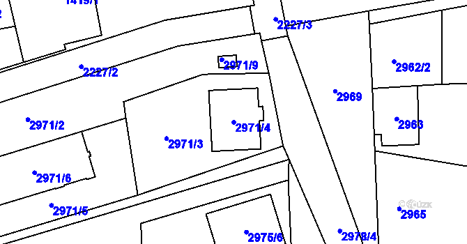 Parcela st. 2971/4 v KÚ Dubňany, Katastrální mapa