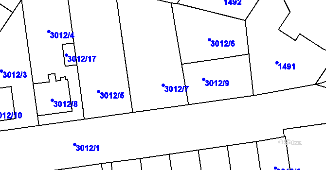 Parcela st. 3012/7 v KÚ Dubňany, Katastrální mapa