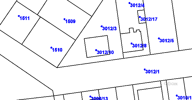 Parcela st. 3012/10 v KÚ Dubňany, Katastrální mapa