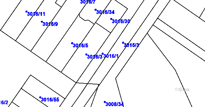 Parcela st. 3016/1 v KÚ Dubňany, Katastrální mapa
