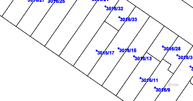 Parcela st. 3016/17 v KÚ Dubňany, Katastrální mapa