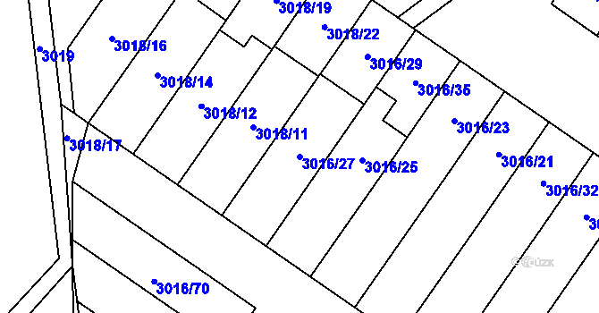 Parcela st. 3016/27 v KÚ Dubňany, Katastrální mapa