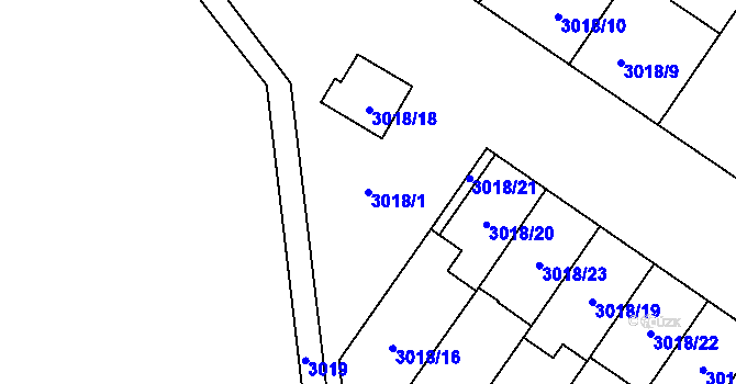 Parcela st. 3018/1 v KÚ Dubňany, Katastrální mapa