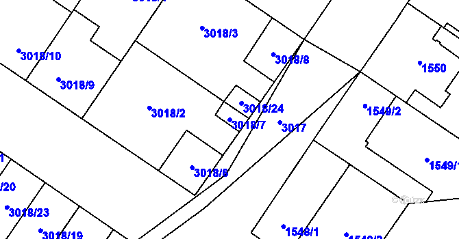 Parcela st. 3018/7 v KÚ Dubňany, Katastrální mapa